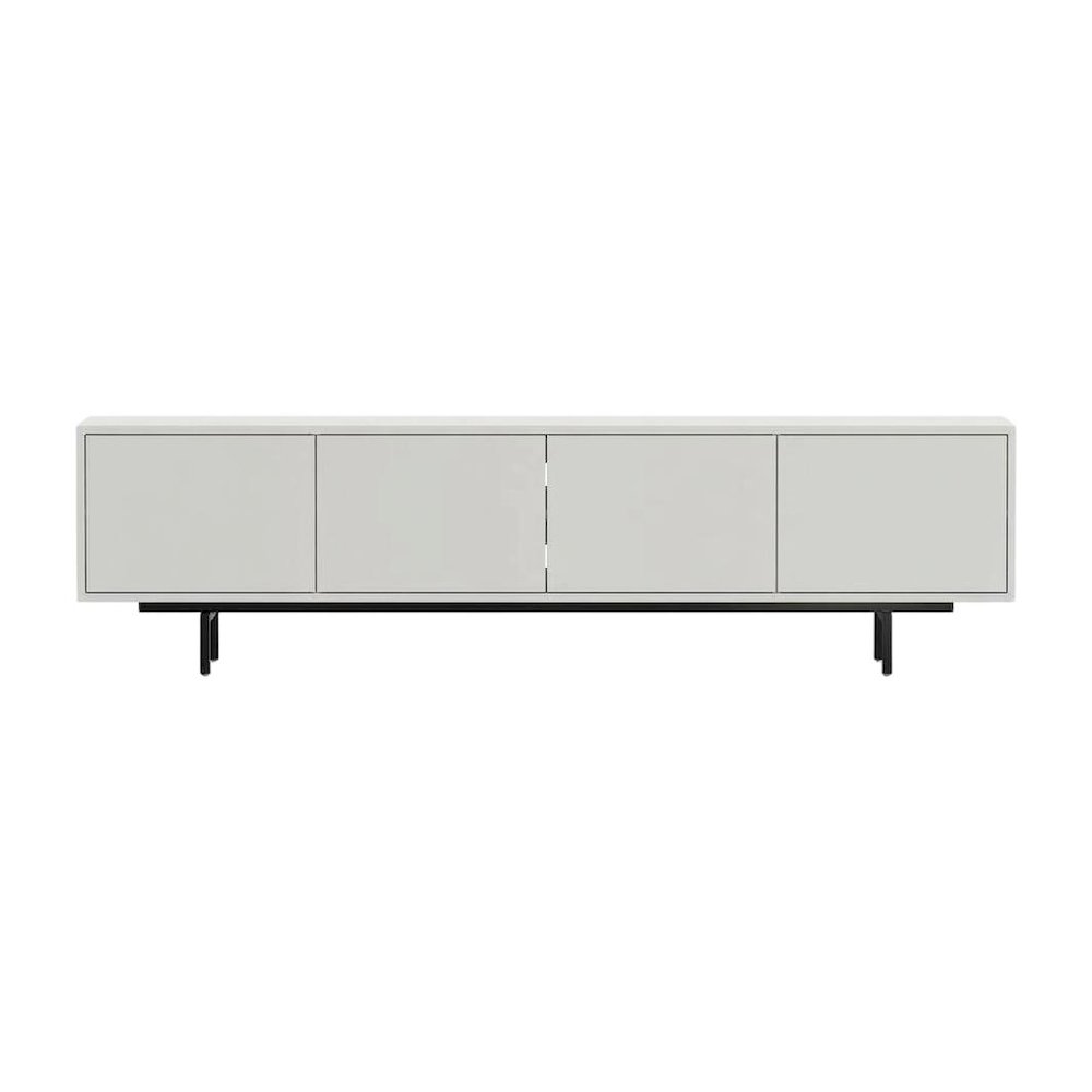 White Laminate TV Stand with 4 Doors and Modern Design. Picture 1
