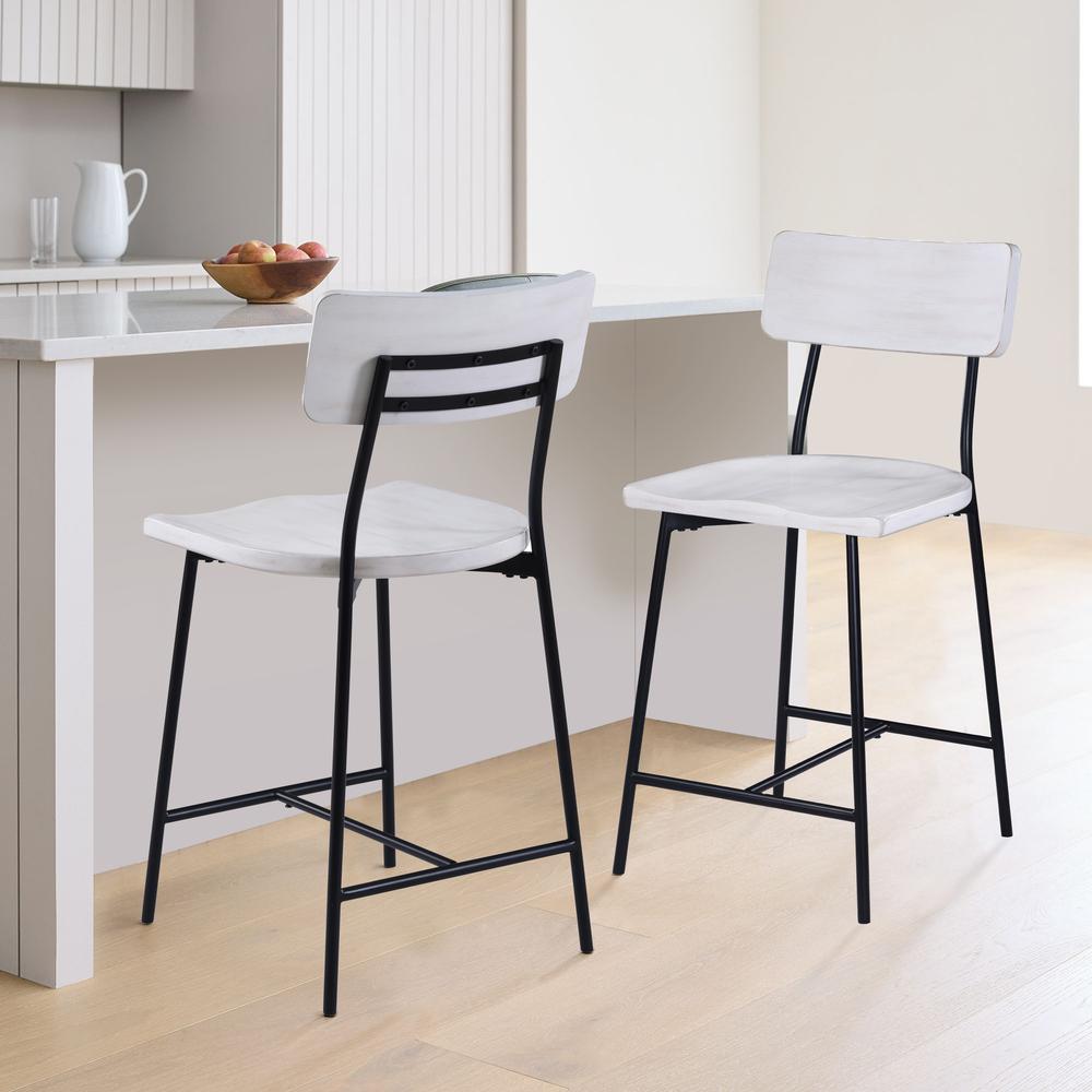 Bari Wood and Metal Modern Counter Stool. Picture 2