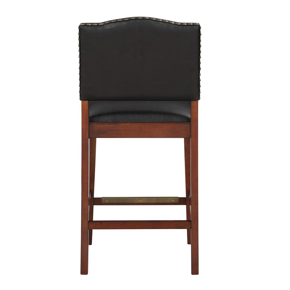 Denver Stationary Faux Leather Brown Counter Stool with Nail Heads. Picture 3