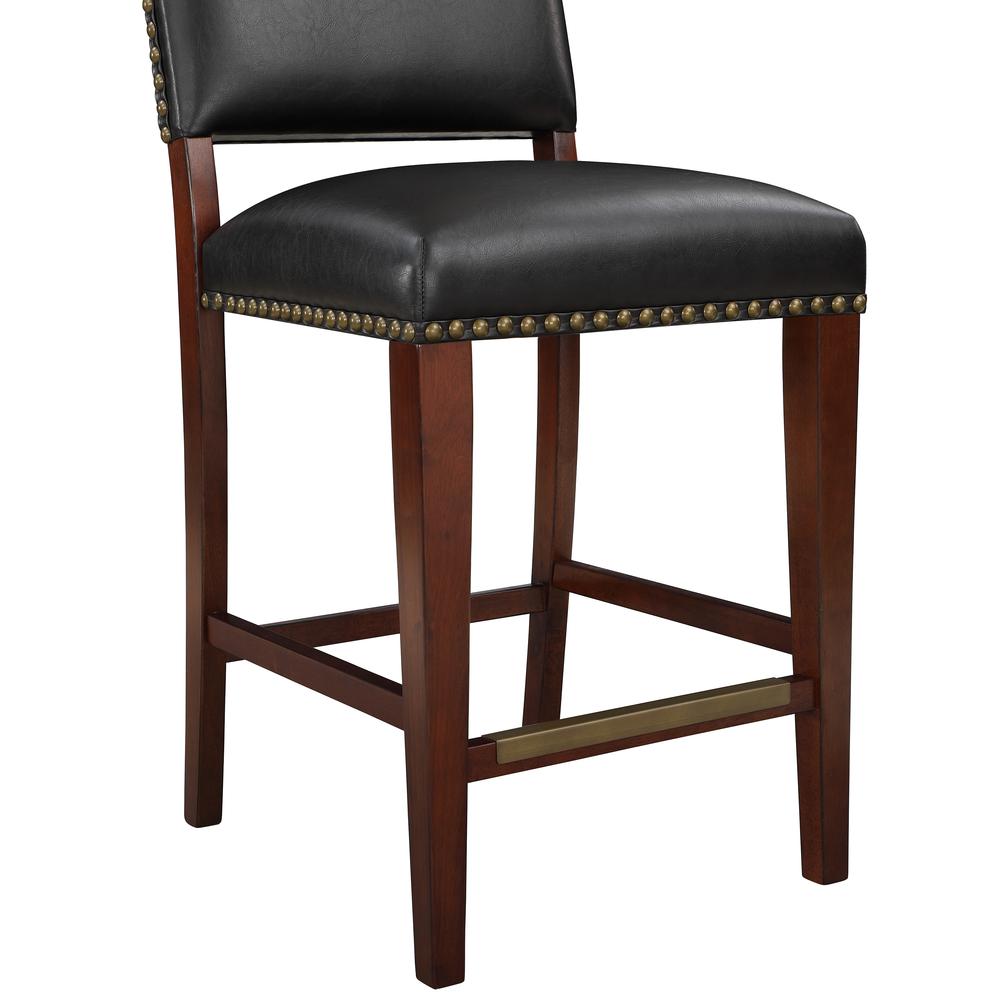 Denver Stationary Faux Leather Brown Counter Stool with Nail Heads. Picture 6