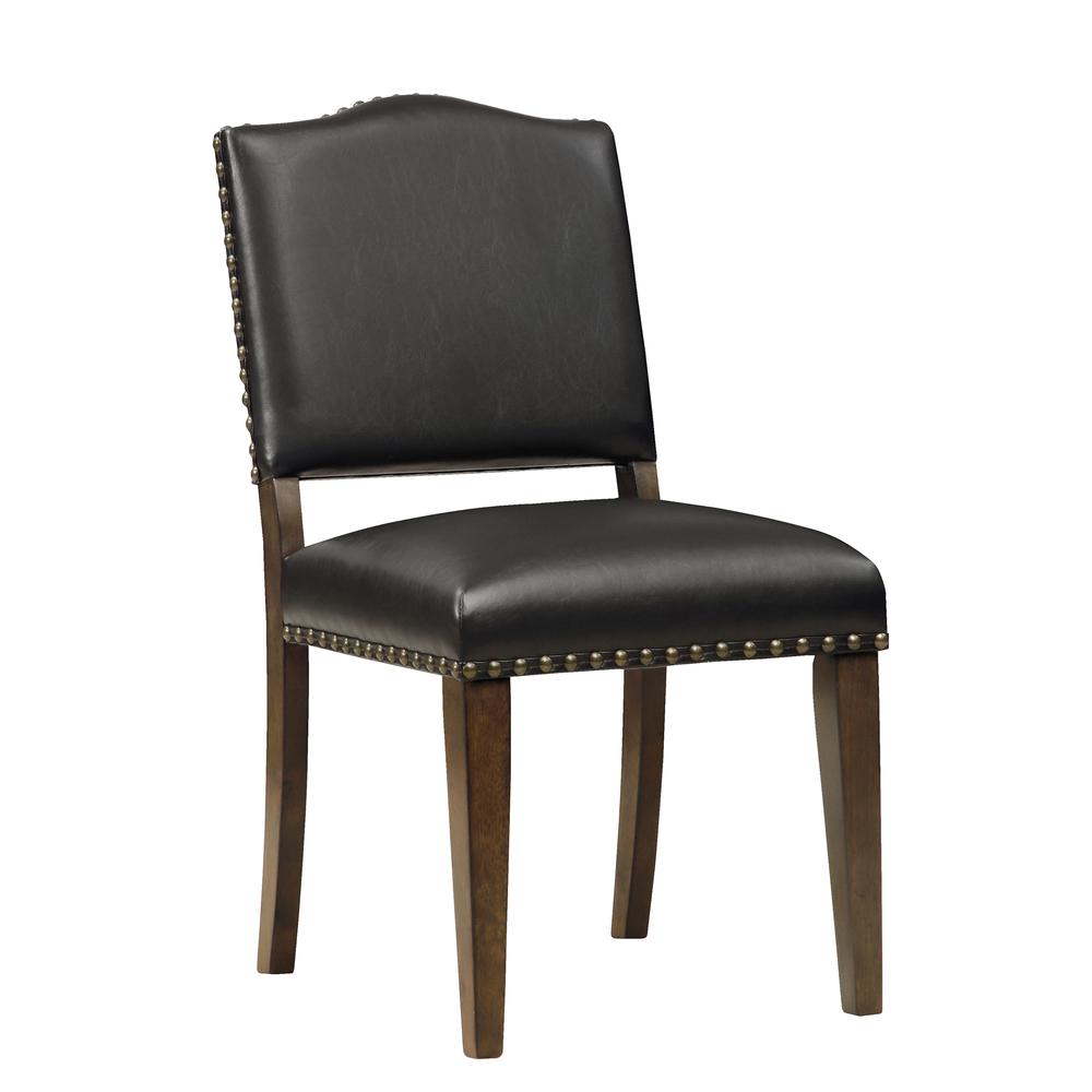 Denver Brown Faux Leather Dining Chair with Nail Heads - Set of 2. Picture 2