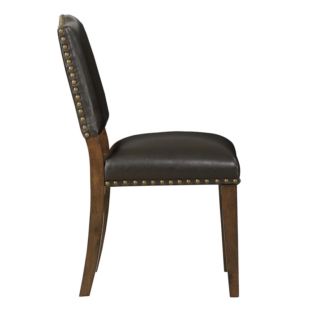 Denver Brown Faux Leather Dining Chair with Nail Heads - Set of 2. Picture 4