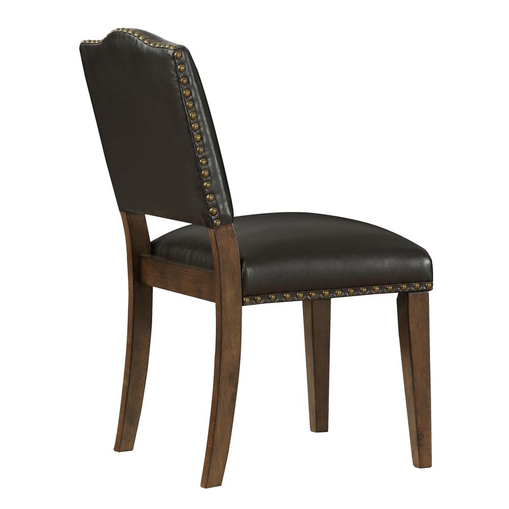 Denver Brown Faux Leather Dining Chair with Nail Heads - Set of 2. Picture 5