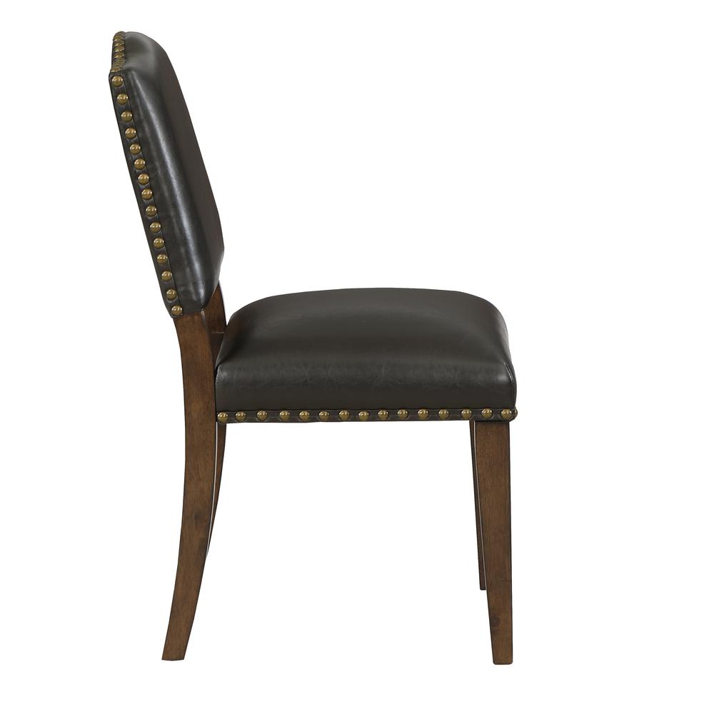 Denver Brown Faux Leather Dining Chair with Nail Heads - Set of 2. Picture 11