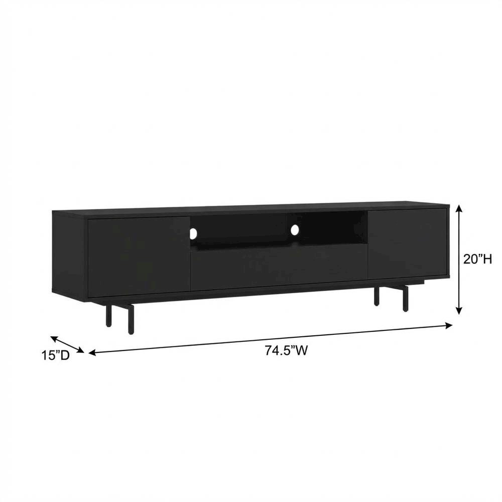 Black Laminate TV Console with 3 Doors and Modern Design. Picture 7