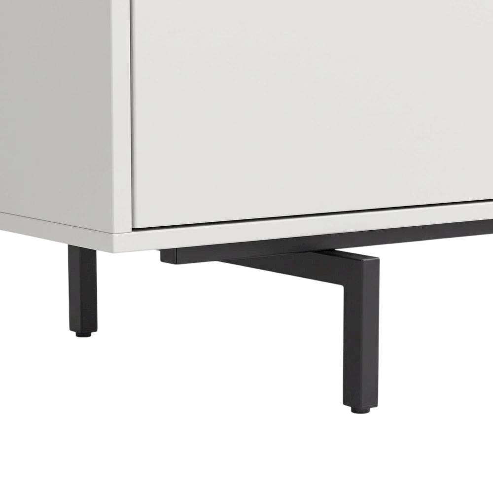 White Laminate TV Console with 3 Doors in Modern Industrial Style. Picture 6