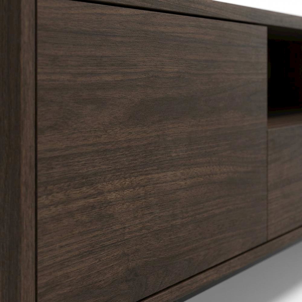 Walnut Finish Modern TV Console with 3 Doors in Engineered Wood. Picture 5