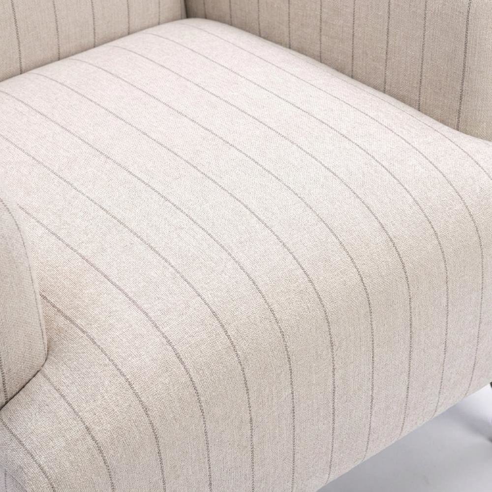 Brown Striped Armchair with Hardwood Frame and Polyester Fabric. Picture 7