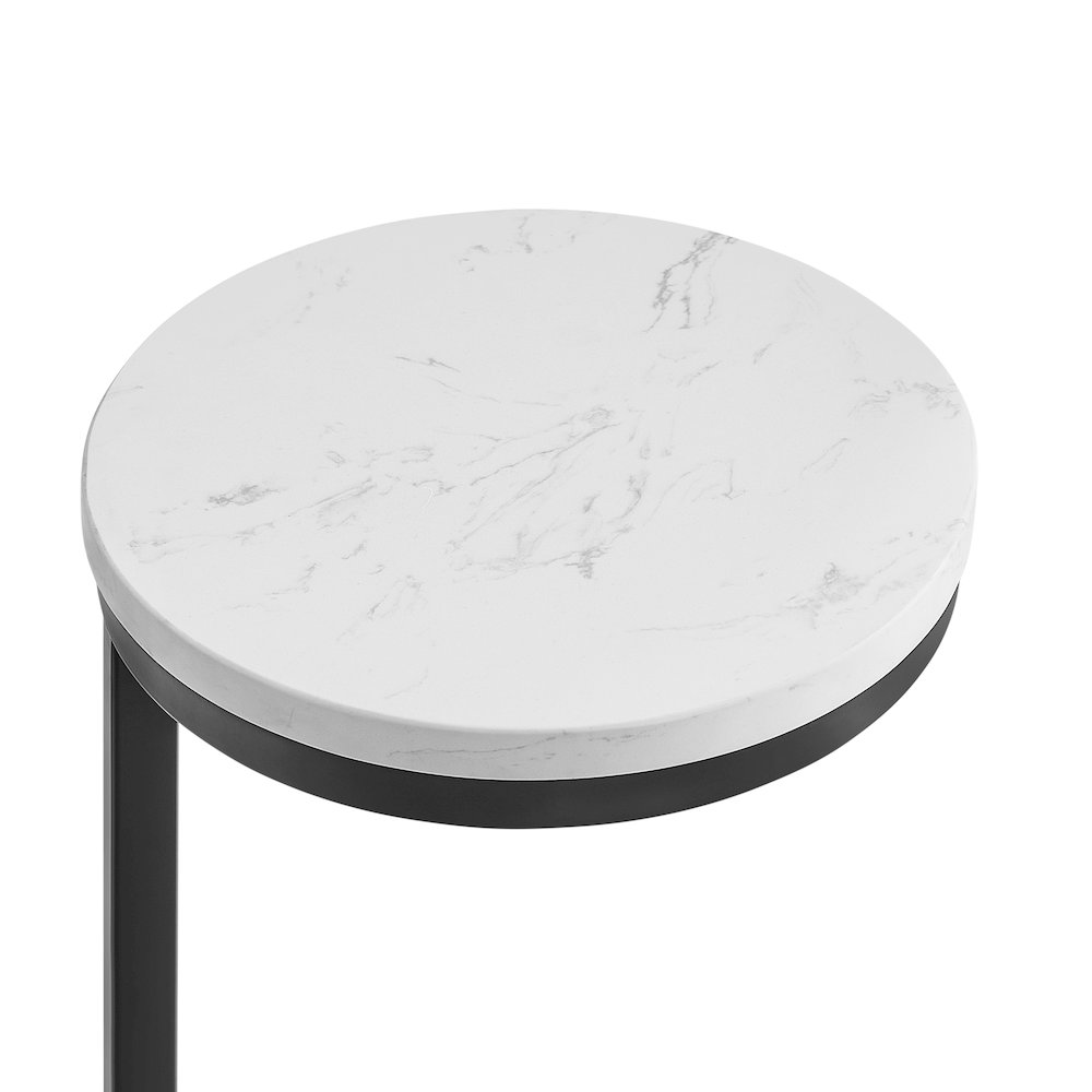 Chalmay  Round Metal Accent Table with Marble Top. Picture 3