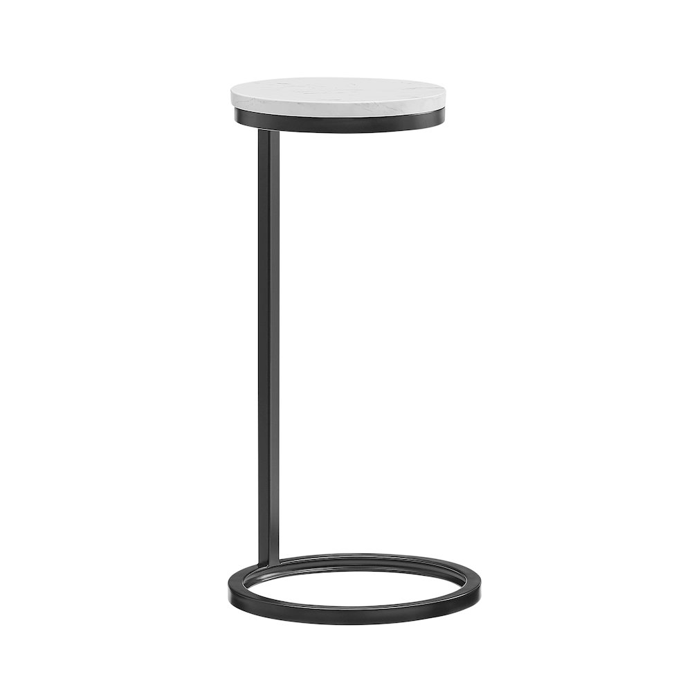 Chalmay  Round Metal Accent Table with Marble Top. Picture 5
