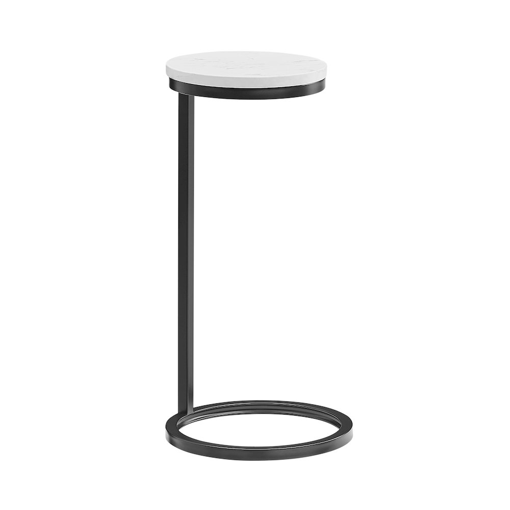 Chalmay  Round Metal Accent Table with Marble Top. Picture 6