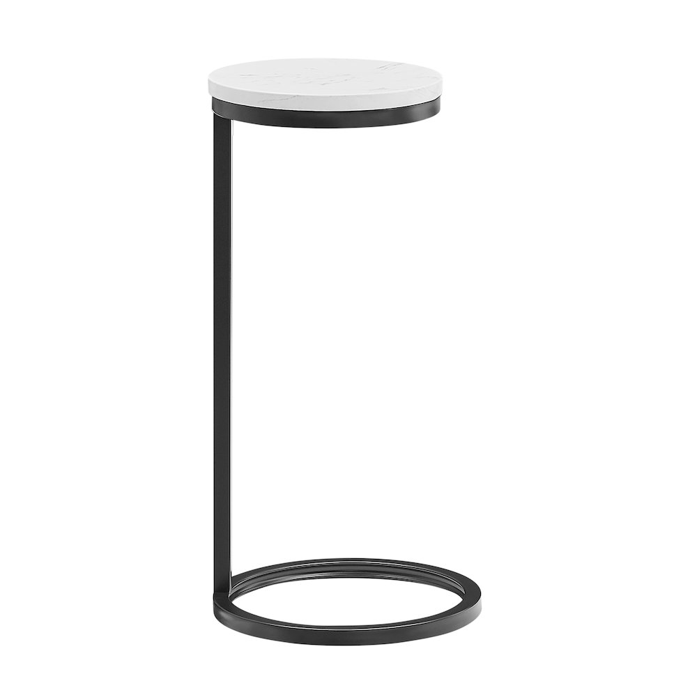 Chalmay  Round Metal Accent Table with Marble Top. Picture 7