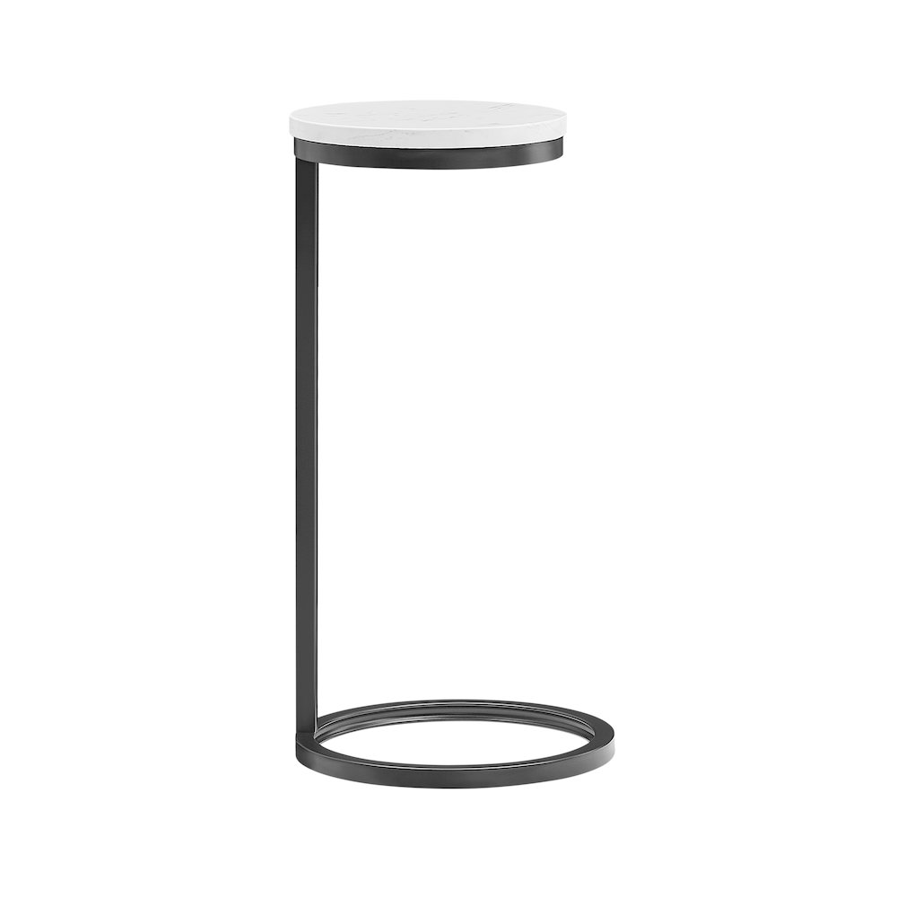 Chalmay  Round Metal Accent Table with Marble Top. Picture 8