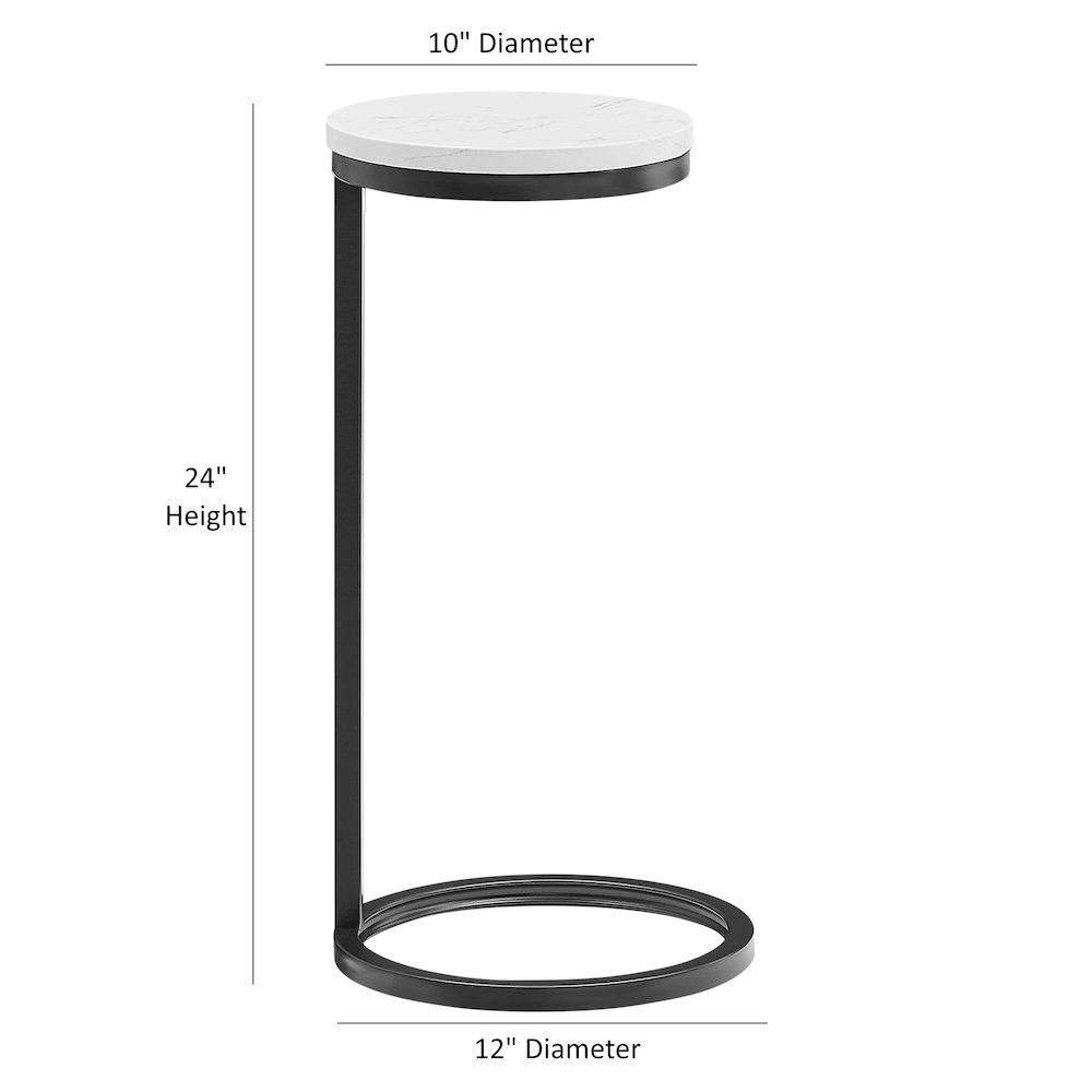 Chalmay  Round Metal Accent Table with Marble Top. Picture 11