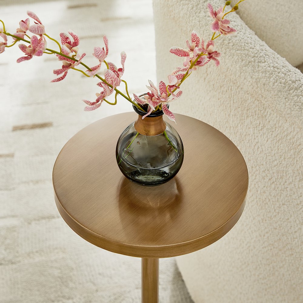 Meraux Antique Brass Adjustable Height Accent Table. Picture 7