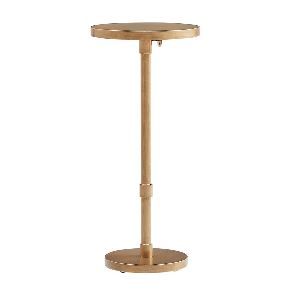 Meraux Antique Brass Adjustable Height Accent Table. Picture 1