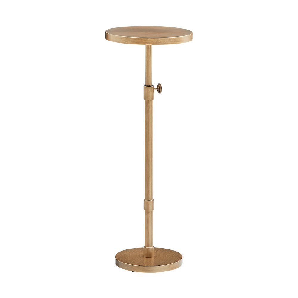 Meraux Antique Brass Adjustable Height Accent Table. Picture 10