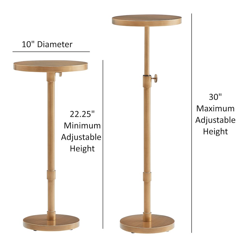 Meraux Antique Brass Adjustable Height Accent Table. Picture 13