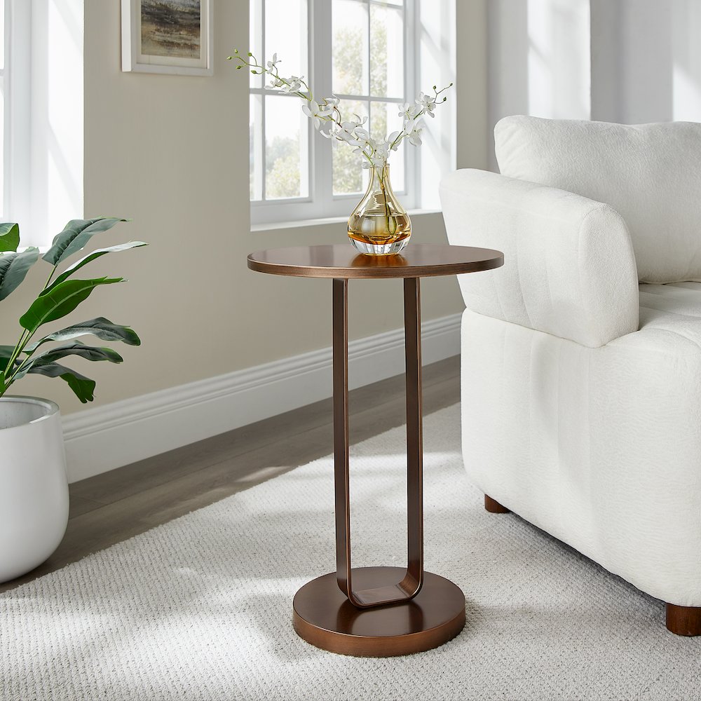 Tallulah Antique Bronze Round Accent Table. Picture 2