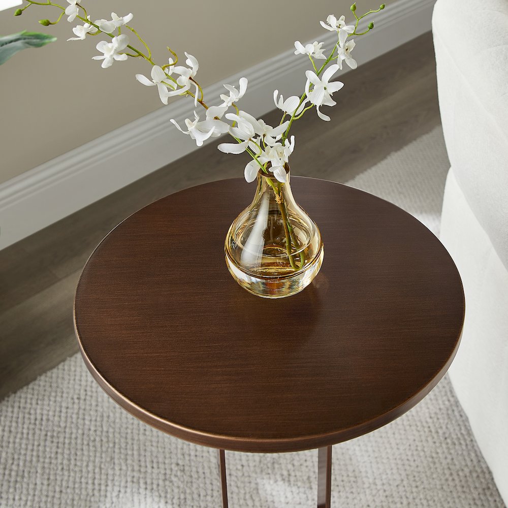 Tallulah Antique Bronze Round Accent Table. Picture 4