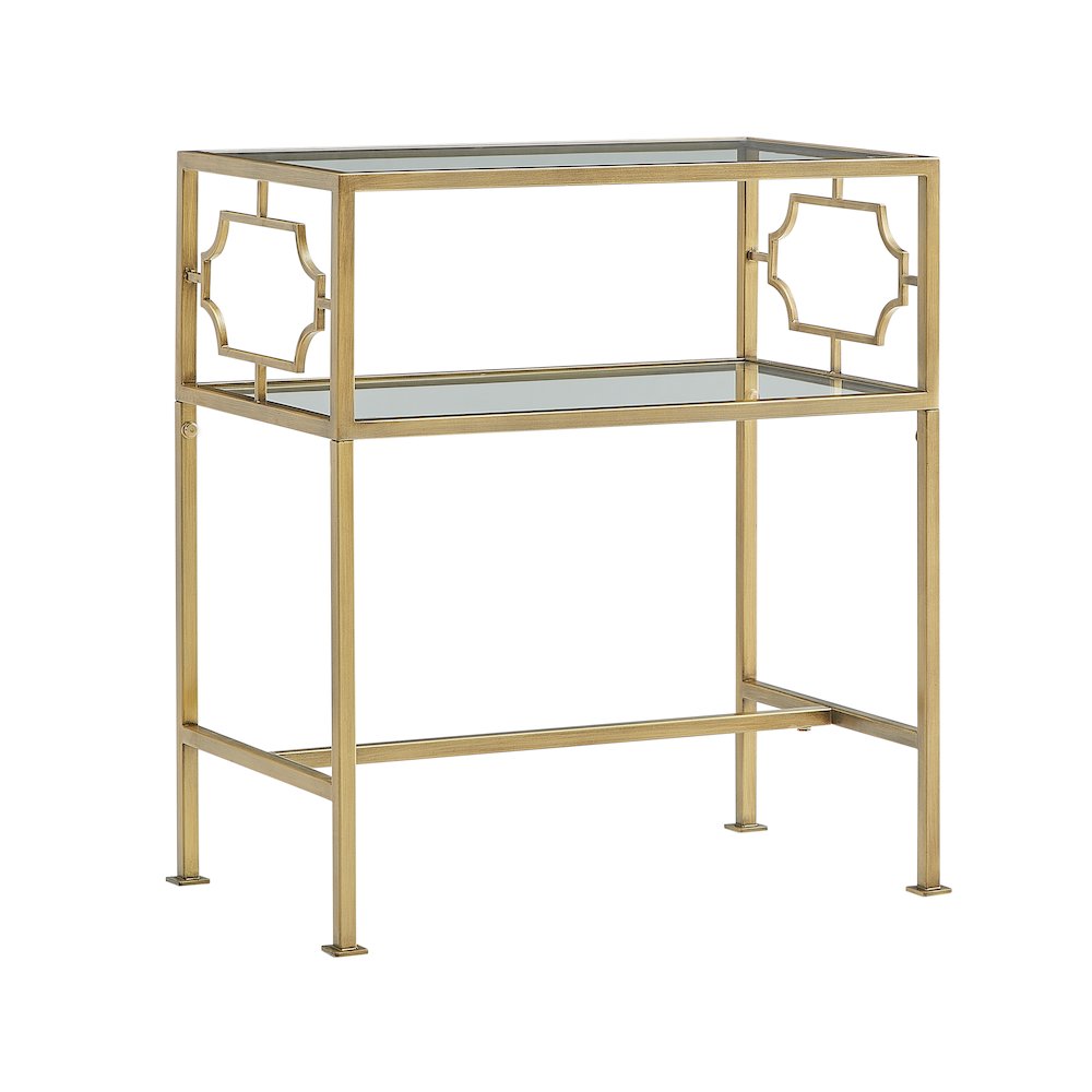 Gretna Rectangular Antique Gold Metal and Glass Accent Table. Picture 4