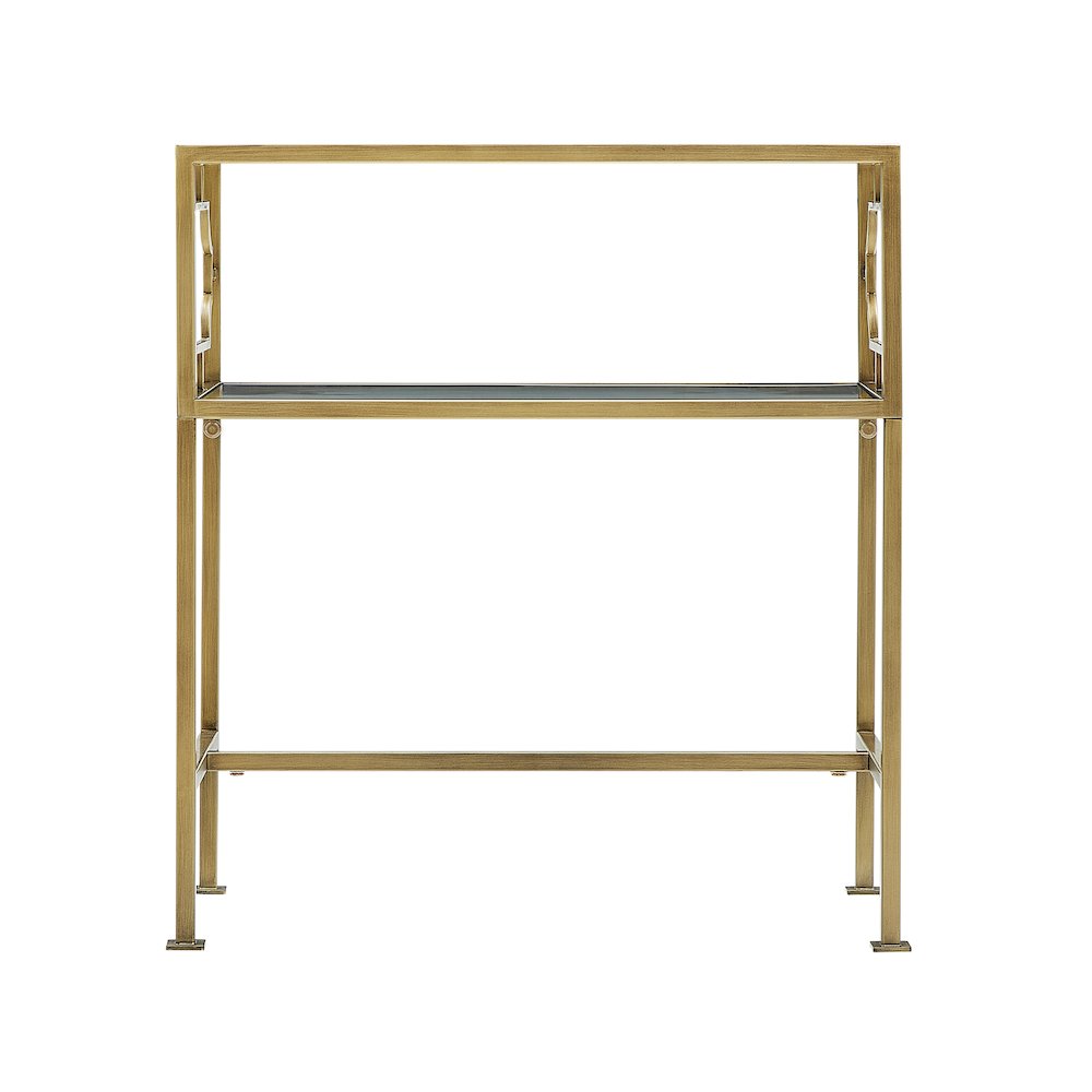Gretna Rectangular Antique Gold Metal and Glass Accent Table. Picture 8