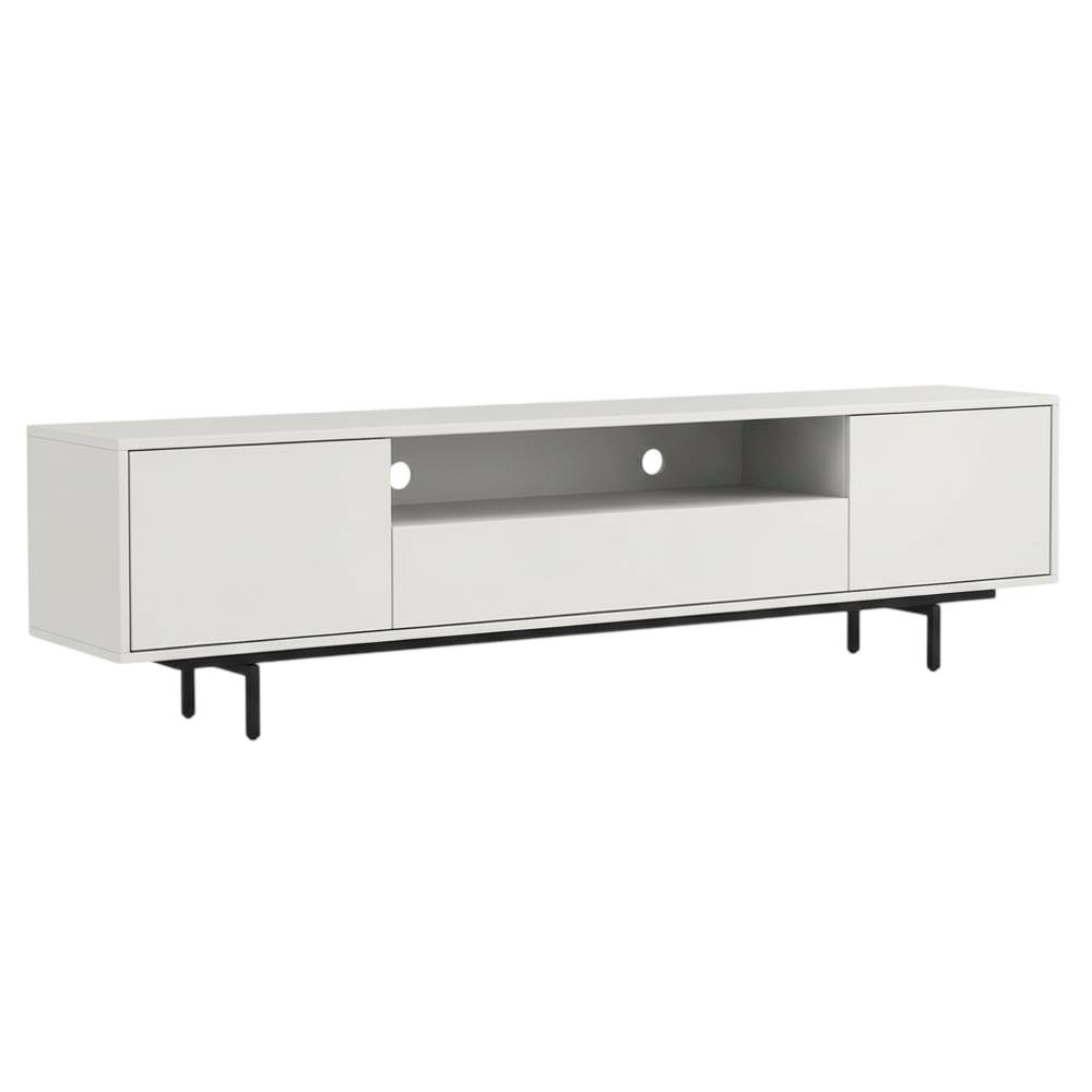 White Laminate TV Console with 3 Doors in Modern and Industrial Styles. Picture 4
