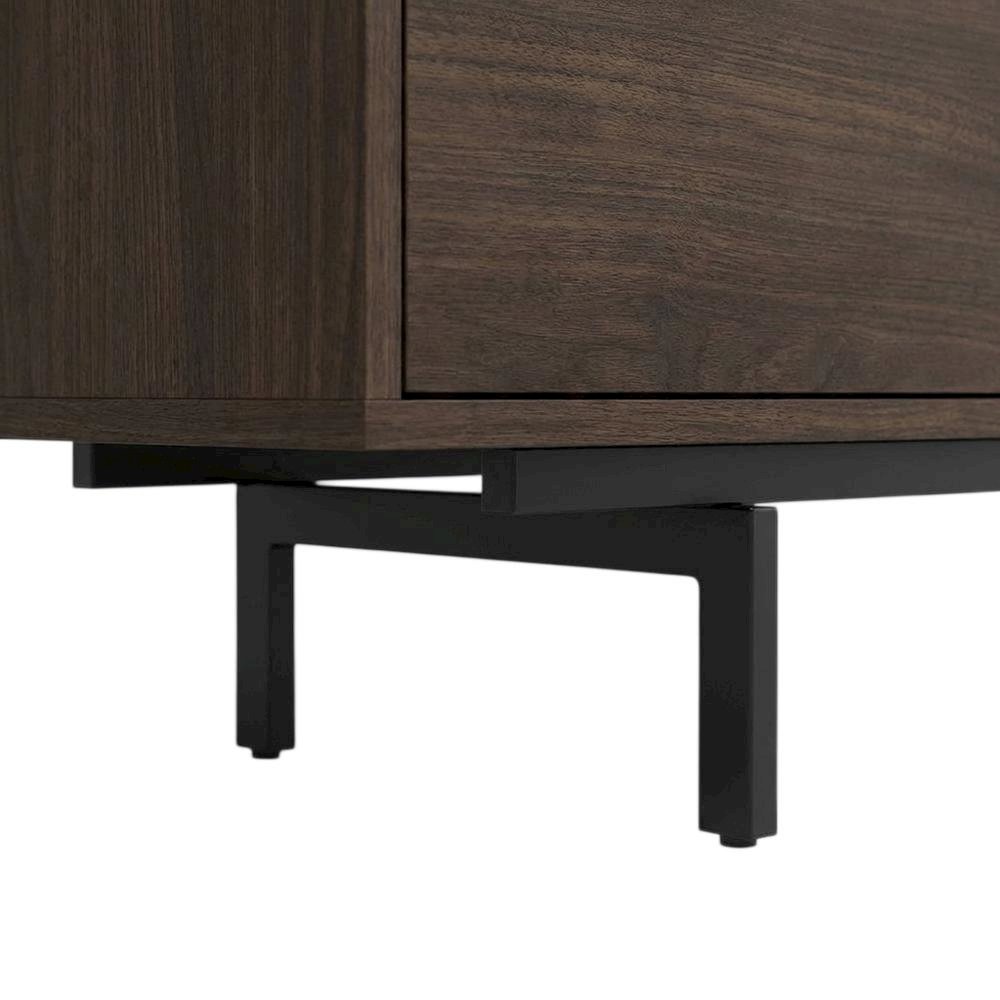 Walnut Finish Modern TV Console with 3 Doors in Engineered Wood. Picture 6