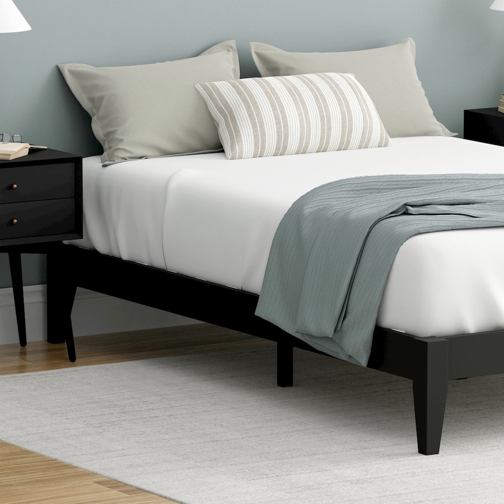 Serene Farmhouse Style Full Wood Bed Frame - Black. Picture 8
