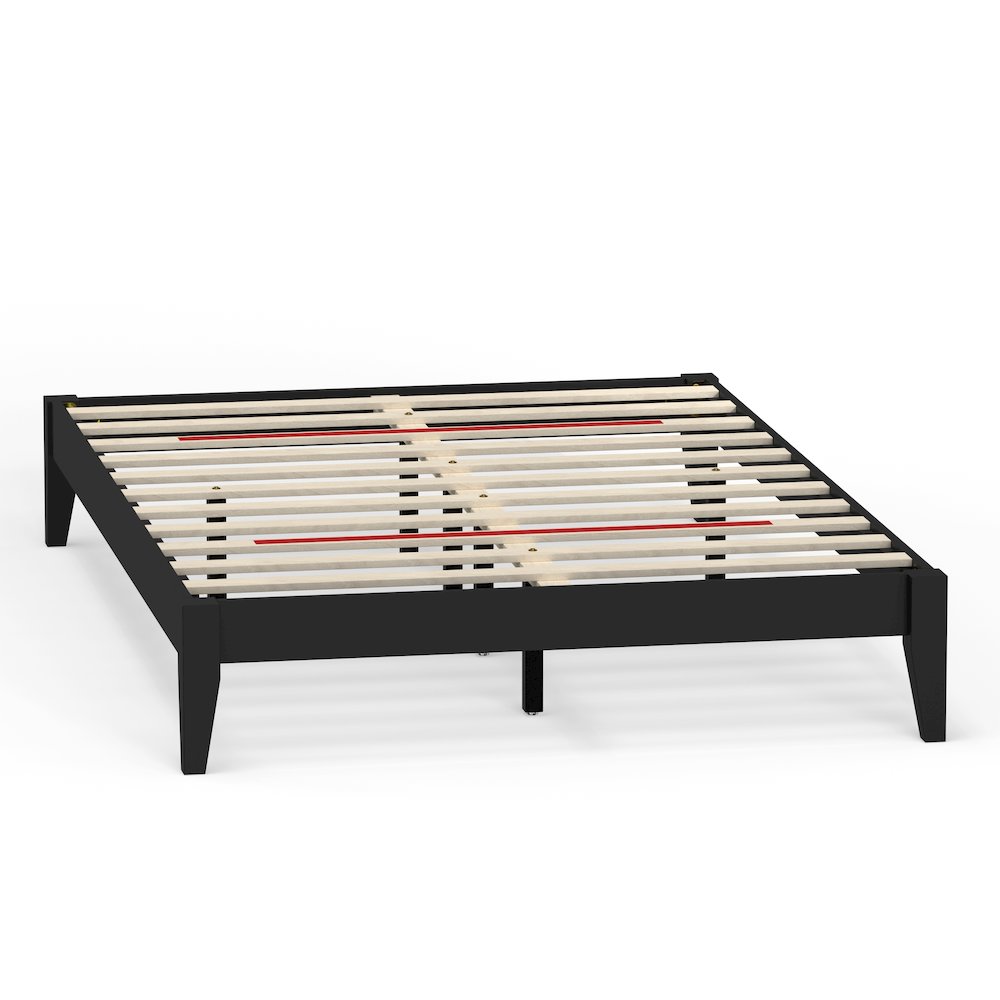 Serene Farmhouse Style Full Wood Bed Frame - Black. Picture 2
