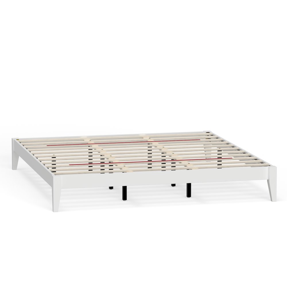Serene Farmhouse Style King Wood Bed Frame - White. Picture 2