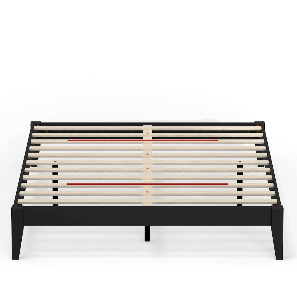 Serene Farmhouse StyleQueen Wood Bed Frame - Black. Picture 1