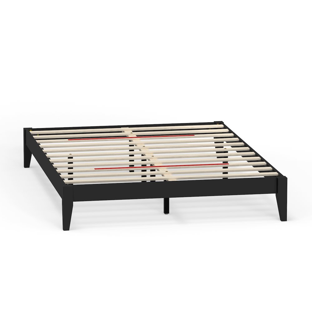 Serene Farmhouse StyleQueen Wood Bed Frame - Black. Picture 2