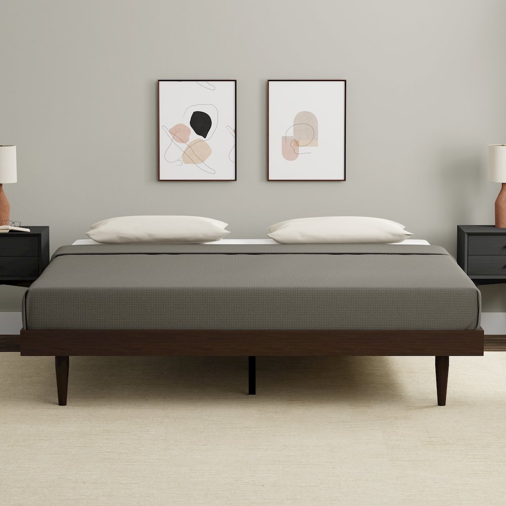 Sachse King Solid Wood Platform Bed Frame Walnut. Picture 6