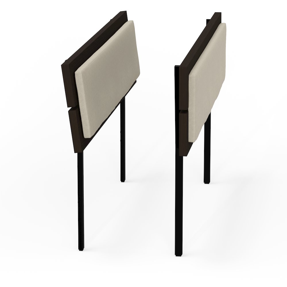 Benoni Full Wooden Bed with Taupe Cushion Walnut. Picture 6