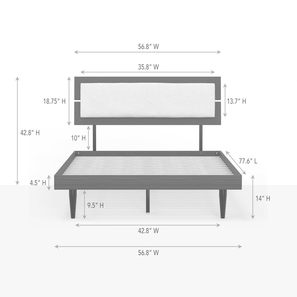 Benoni Full Wooden Bed with Taupe Cushion Walnut. Picture 13