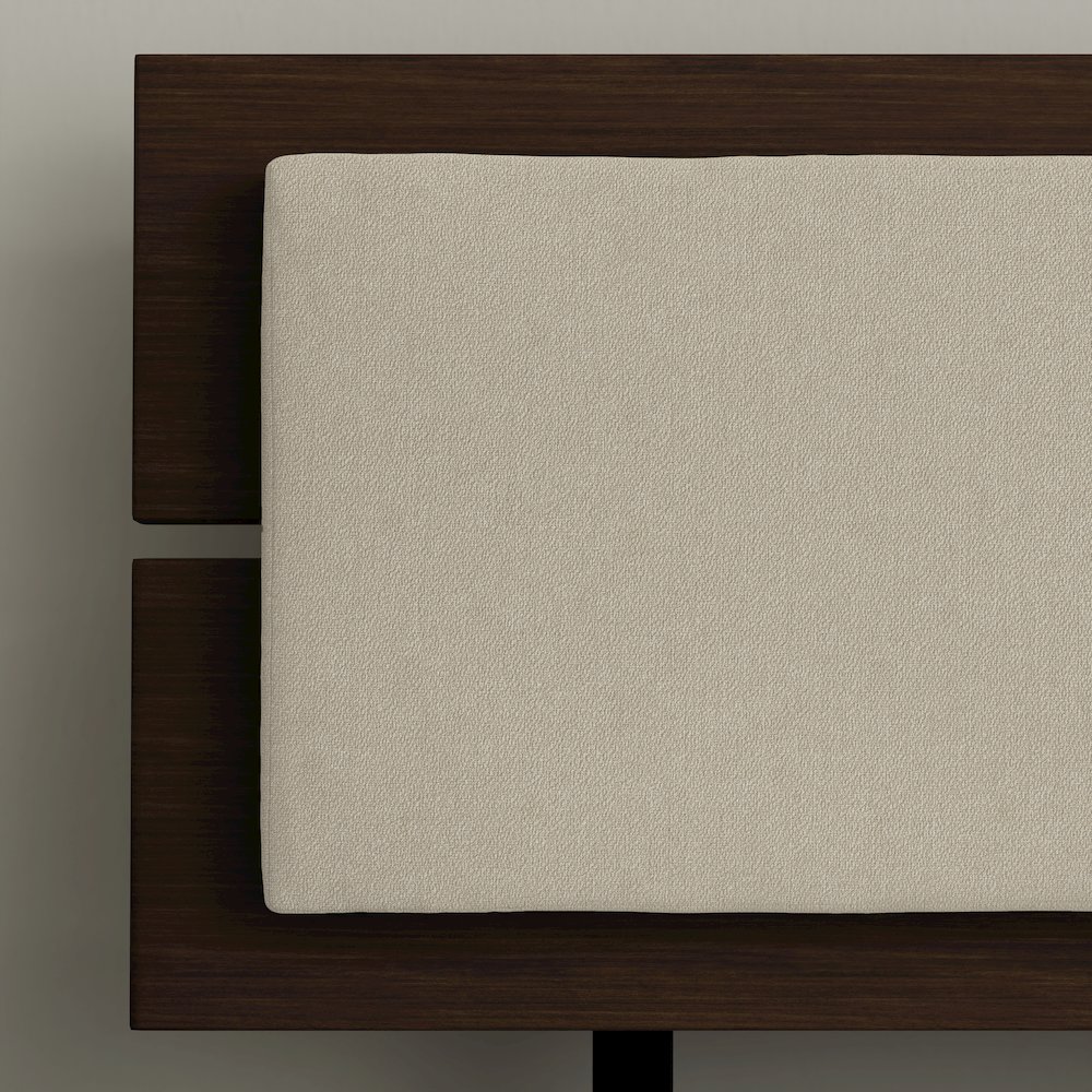 Benoni Twin Wooden Bed with Taupe Cushion Walnut. Picture 10