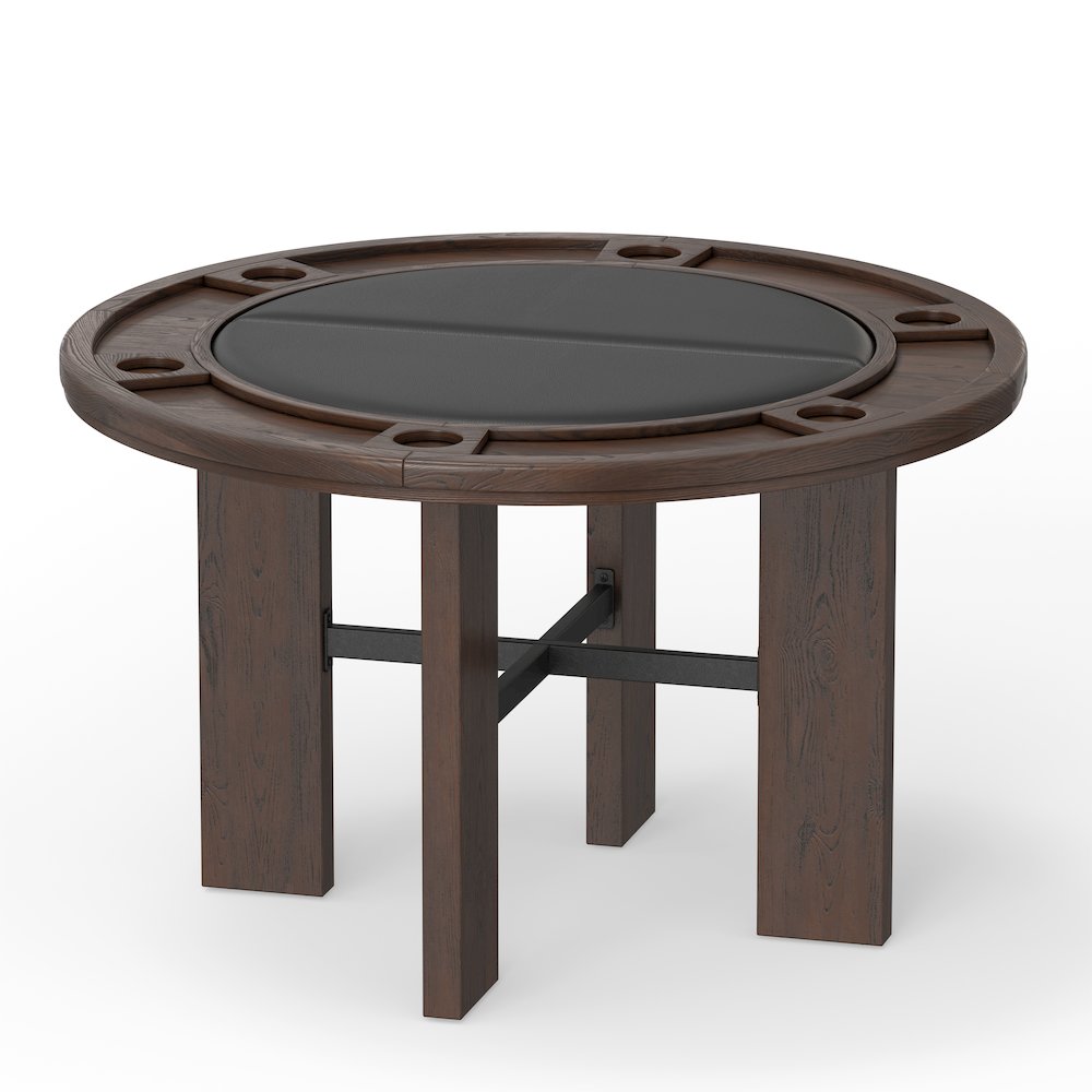 Georgio Dining and Game Table in Walnut Finish with Black Faux Leather Insert. Picture 12