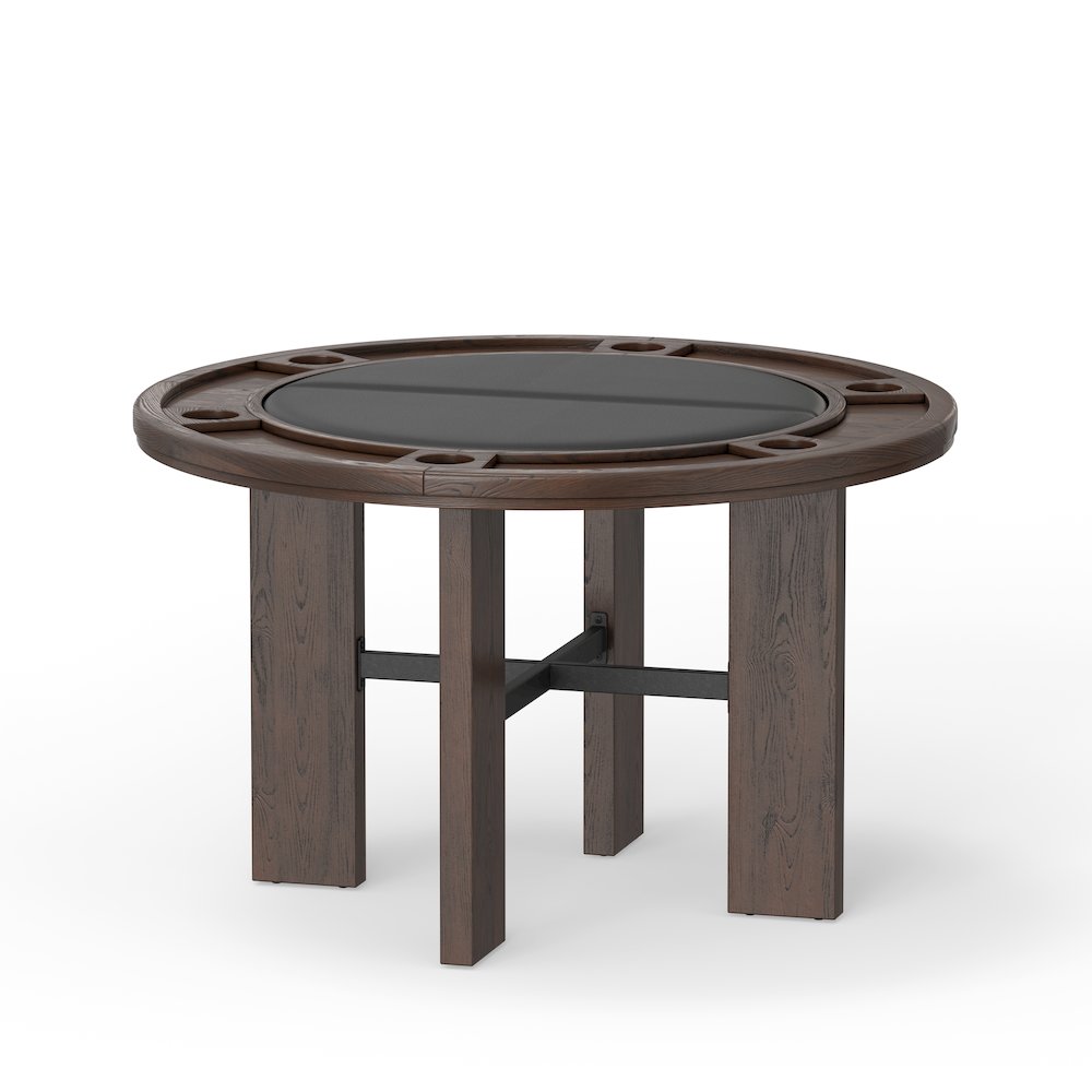 Georgio Dining and Game Table in Walnut Finish with Black Faux Leather Insert. Picture 1