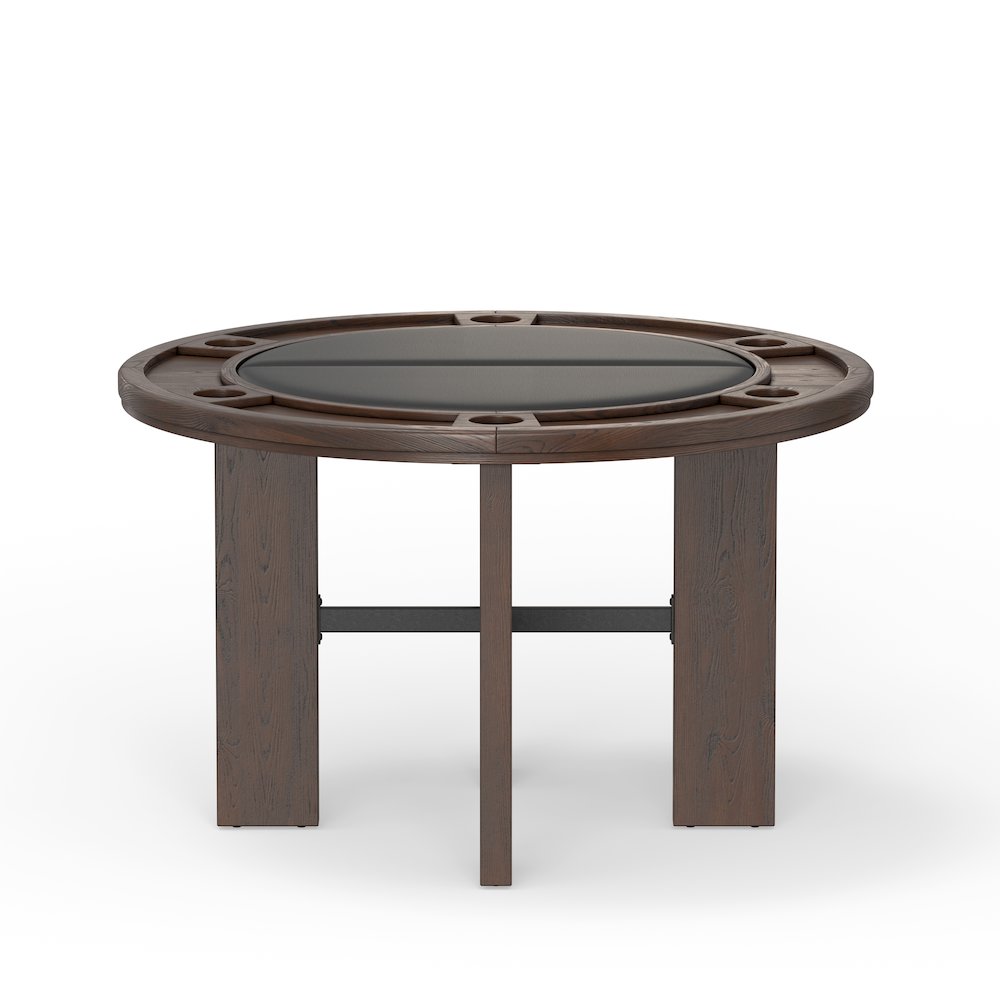 Georgio Dining and Game Table in Walnut Finish with Black Faux Leather Insert. Picture 14