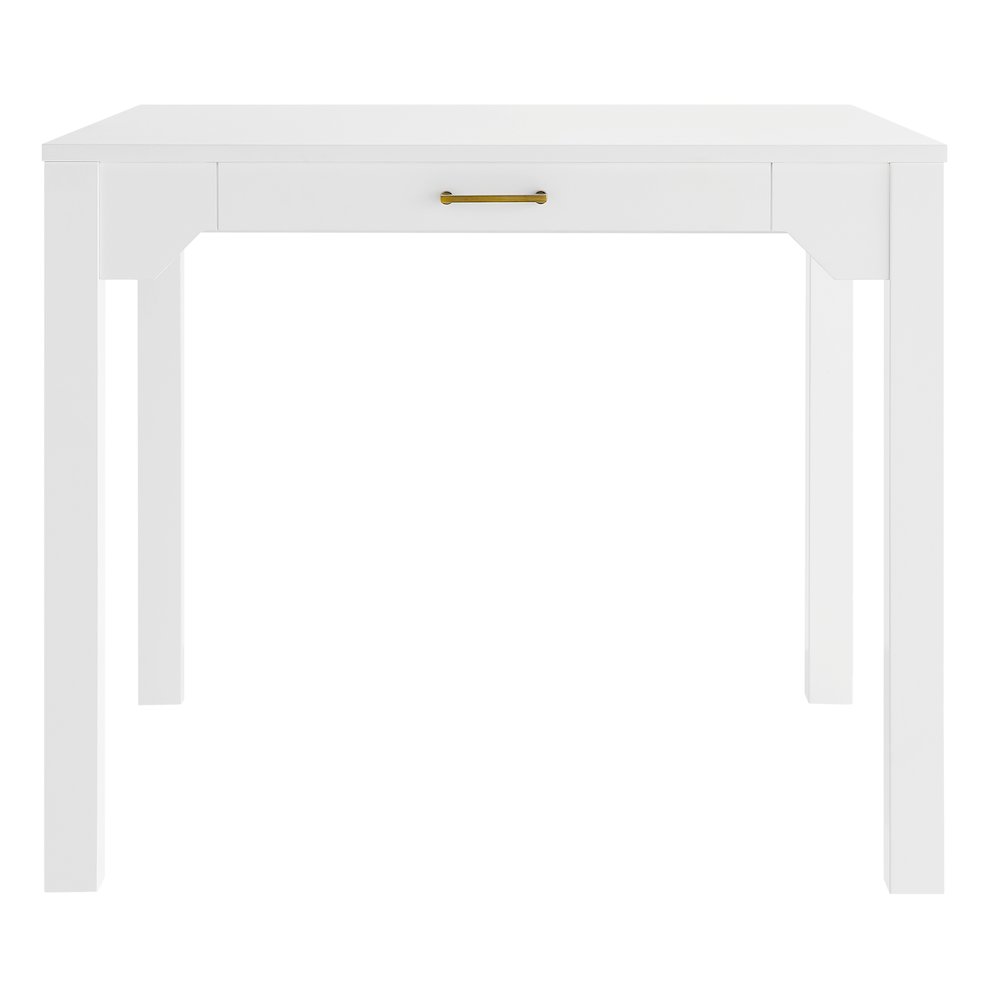 Annadale White Dining Table with Storage Drawer, Square Mahjong Game Table. Picture 4