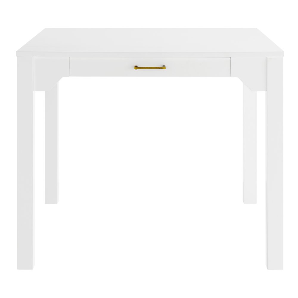 Annadale White Dining Table with Storage Drawer, Square Mahjong Game Table. Picture 3