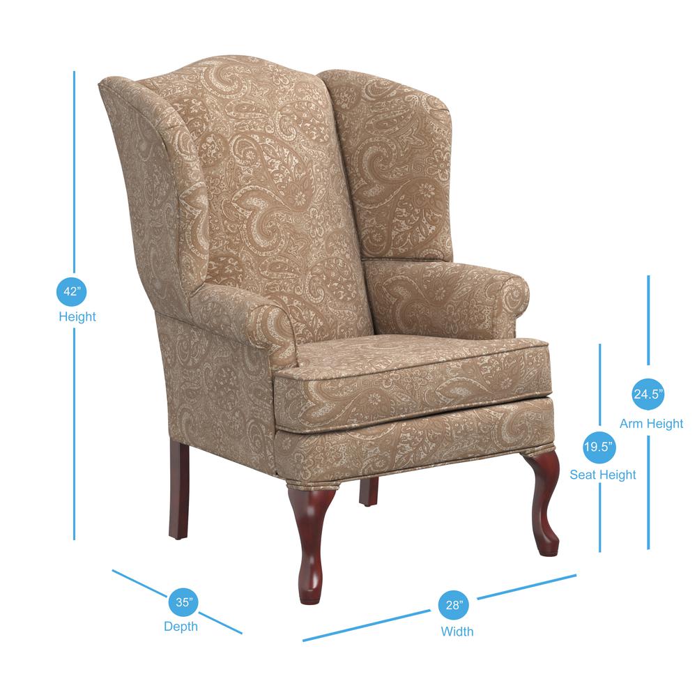 Paisley Cream Wingback Chair. Picture 2