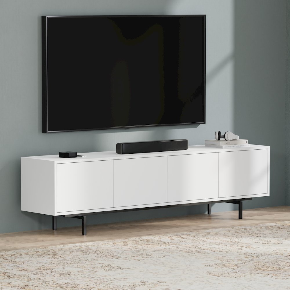 Graysen White Laminate 4 Door TV Console. Picture 14