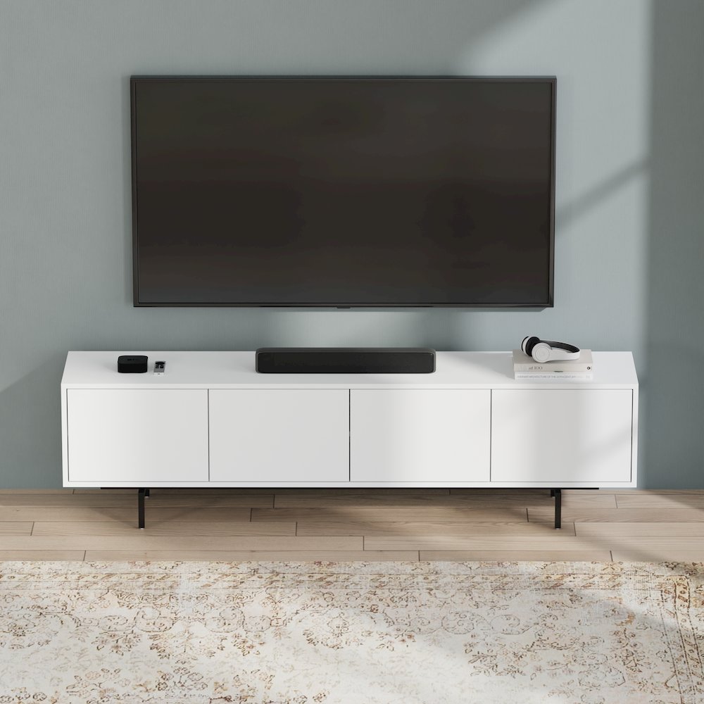 Graysen White Laminate 4 Door TV Console. Picture 15