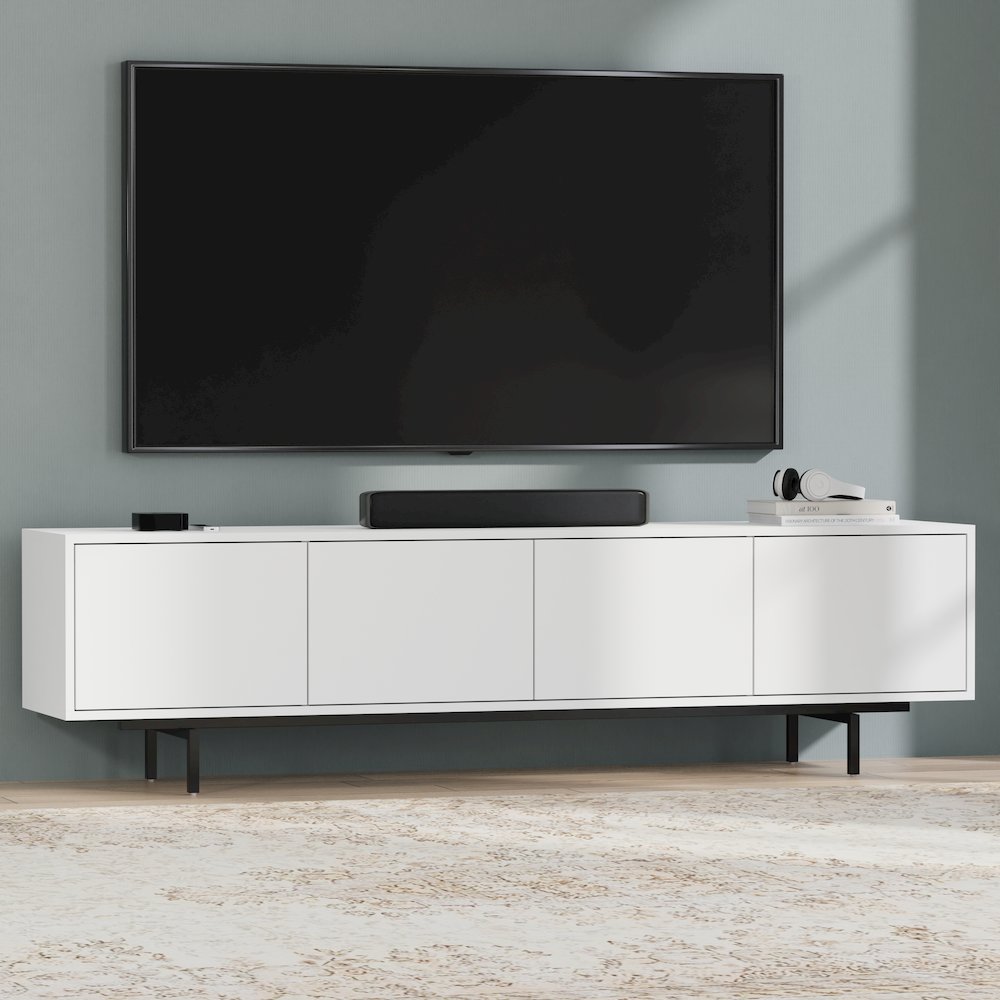 Graysen White Laminate 4 Door TV Console. Picture 16