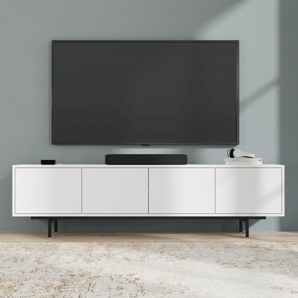 Graysen White Laminate 4 Door TV Console. Picture 17