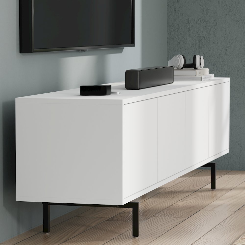 Graysen White Laminate 4 Door TV Console. Picture 18