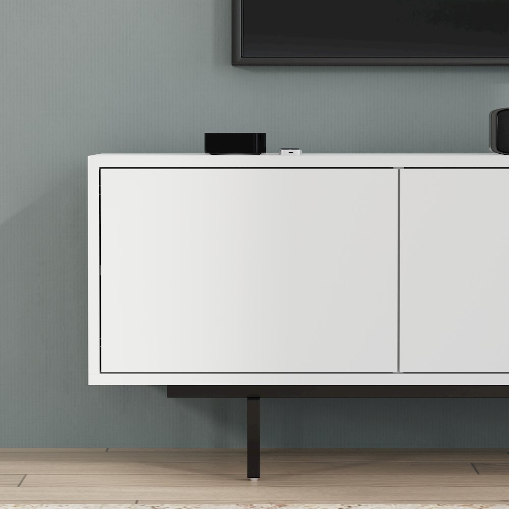Graysen White Laminate 4 Door TV Console. Picture 19