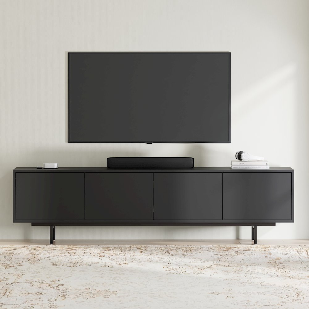 Graysen Black Laminate 4 Door TV Console. Picture 7